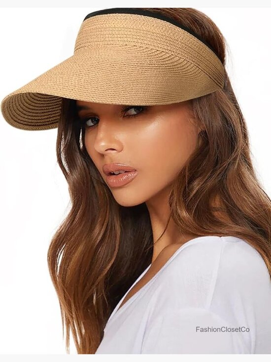 Straw Visor Hat with UPF 80+ Sun Protection, Adjustable & Packable main image 4